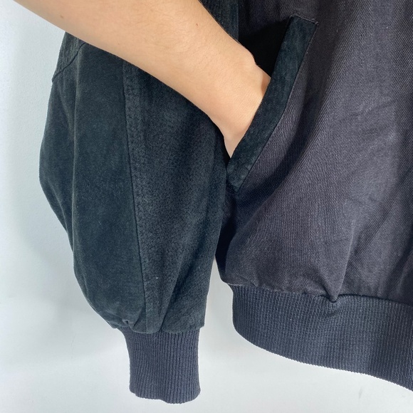 Vintage Teamsters Jacket 2XL XXL Black Suede Leather Sleeves Avon Coat Union USA - Picture 4 of 13